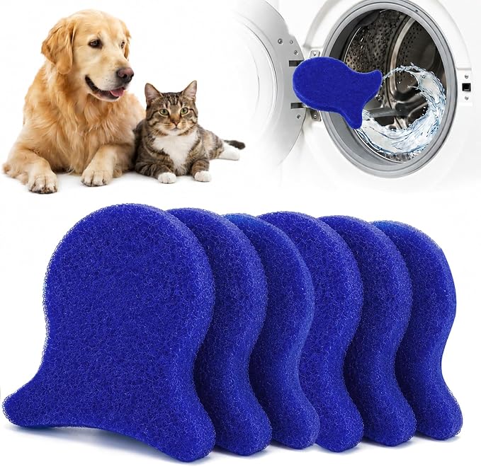Pet Hair Remover for Laundry, Reusable Pet Hair Catcher(6PC,Blue) | Traps Dog & Cat Fur for Washer & Dryer, Reduce Lint & Dander from cloth, Must-Have Pet Hair Remover Tool