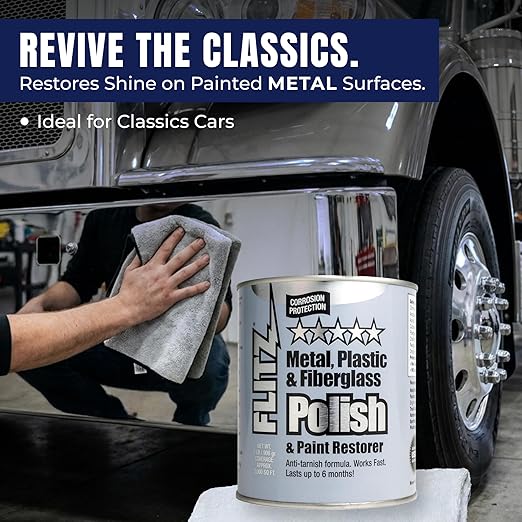 Flitz Metal Polish Paste - 2lb Can of USA-Made Polish for Solid Chrome, Stainless Steel, Aluminum- Non-Abrasive for Light Oxidation - Requires Manual Buffing - Not for Plated/Coated Surfaces (6 Pack)