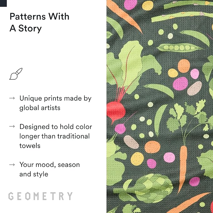GEOMETRY Kitchen Tea Towels - Quick Dry Microfiber Dish Towels for Kitchen Spring Sprout, 18" x 30" 1 Pack