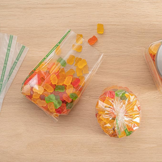 Resturantware Plastic Gusset Bags 100 Count 4" x 2 1/4" x 8" Wicker Dispensing Bottom Gusset Clear Plastic Bags Heat Sealable For Sourdough Bread Cookies Pastries Rolls For Home Bakers And Bakeries