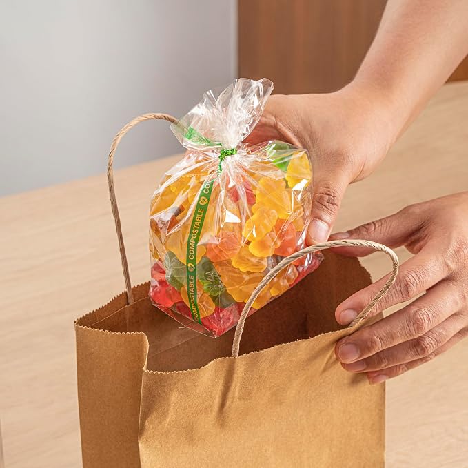 Resturantware Plastic Gusset Bags 100 Count 4" x 2 1/4" x 8" Wicker Dispensing Bottom Gusset Clear Plastic Bags Heat Sealable For Sourdough Bread Cookies Pastries Rolls For Home Bakers And Bakeries