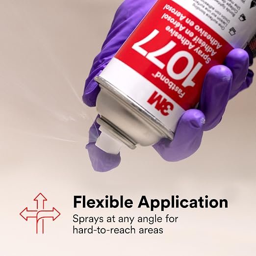 3M Fastbond Water-Based Multipurpose Spray Adhesive 1077, Low VOC <6%, Bonds Cardboard, Cork, Fiberglass Insulation, Wood, Neutral, Net Wt 8.2 oz, 1 Can