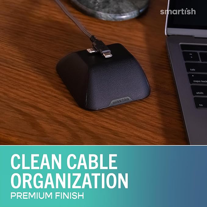 Smartish® Magnetic Cord Holder - Cable Wrangler Organizer with Magnet Clips for Charger Management on Desktop, Nightstand for USB-C + Lightning - Black Tie Affair