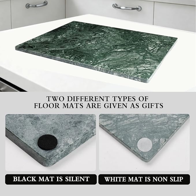Marble Cutting Board for Kitchen 20×16 Inch green | Natural stone, 0.59" thick, non-slip feet, stay cool for dough/butter, ideal for pastry, cheese, charcuterie, pizza, bread