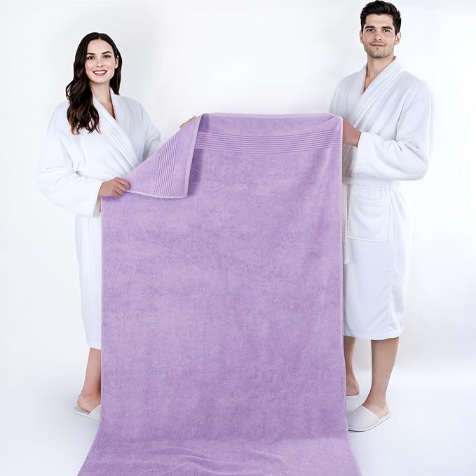 Cotton Paradise 100% Cotton Turkish Towel Set, Soft Absorbent Quick Dry, 2 Piece 35x70 Bath Sheet Set, Lilac