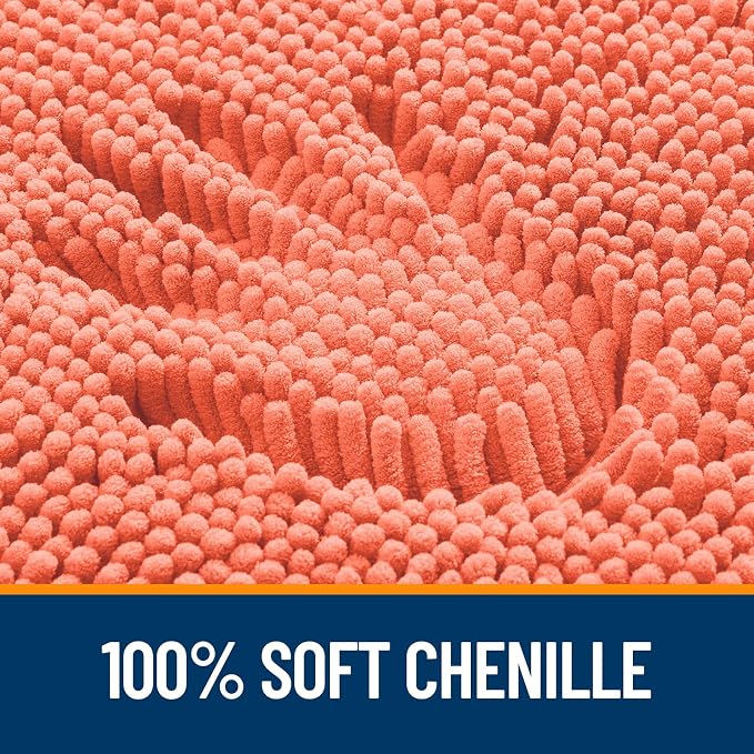 OLANLY Bathroom Runner Rugs 59x20, Extra Soft Absorbent Chenille Bath Rugs, Rubber Backing Quick Dry, Machine Washable Long Bath Mats for Bathroom Floor, Tub and Shower, Home Decor Accessories, Coral