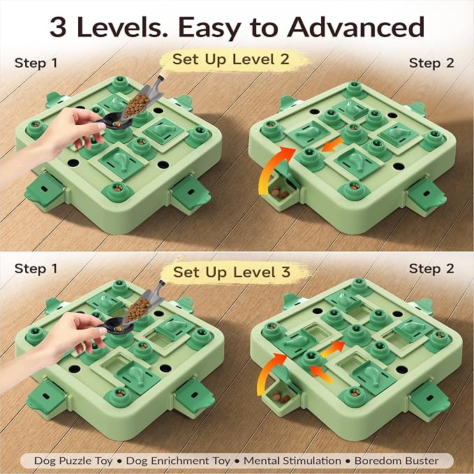 KADTC Dog Chess Puzzle Toy, Large Size, 3 Levels of Step-by-Step Challenge, Beginner to Advanced Slow Feeder & Mental Stimulation for Smart Dogs Enrichment Toys