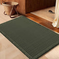 IM HOME Waffle Bath Mat Dark Green 32"x20", Boho Woven Modern Bath Mat Rugs, Absorbent Non Slip Bathroom Rugs, Soft Washable Bath Rugs with Tassels for Bedroom, Kitchen, Shower, Tub