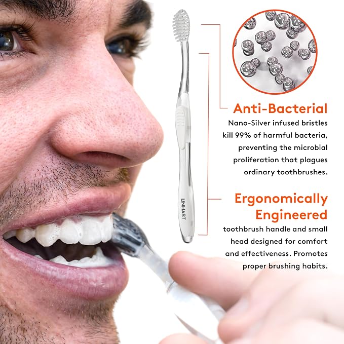 LINHART Extra Soft Toothbrush – Teeth Whitening Toothbrush with Multi Length Bristles, 4 Pack