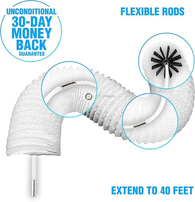 The Professional Dryer Vent Cleaner Kit -(40-Feet) Innovative Lint Remover Reusable Strong Nylon| Flexible Lint Brush with Drill Attachment for Faster Cleaning