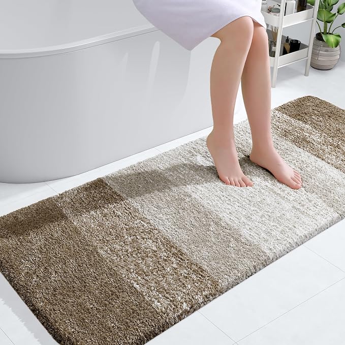 OLANLY Large Bathroom Rugs Mat 54x24, Extra Soft Absorbent Microfiber Bath Rugs, Rubber Backing, Quick Dry, Machine Washable Bath Mat for Bathroom Floor, Tub and Shower, Home Decor Accessories, Coffee