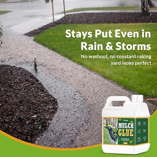 Teexpert Mulch Glue for Landscaping, 2 Gallon Rock Glue for Landscaping Gravel Binder Adhesive to Lock Down Pea Gravel, Stone, Rubber Mulch, Wood Chips, Pine Straw in Place for Outdoor Landscape