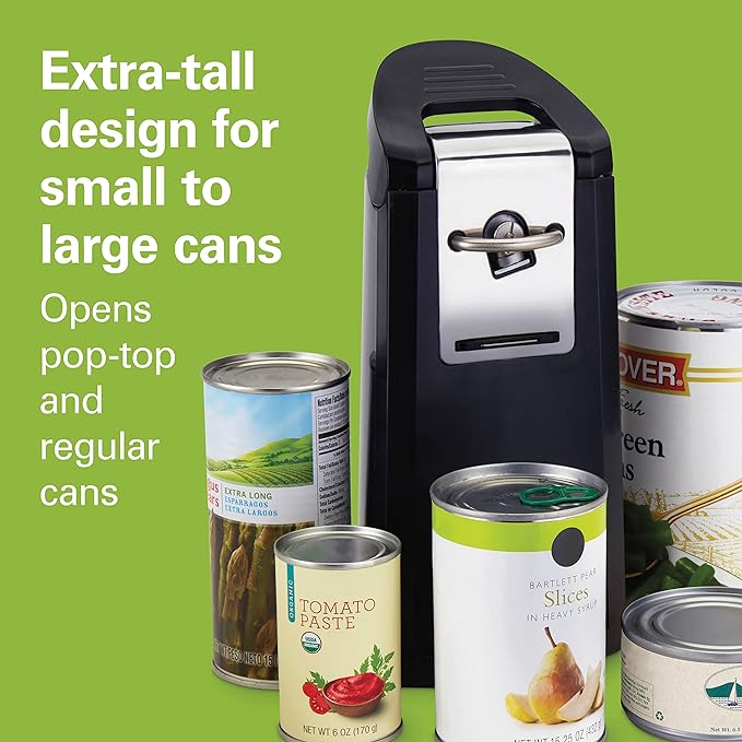 Hamilton Beach Smooth Touch Electric Automatic Can Opener Easy Push Down Lever,For All Standard-Size&Pop-Top,Extra Tall,With Bottle Opening Accessory and Built-In Knife Sharpener,Black(Pack of 2)
