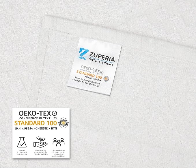 ZUPERIA 7-Pack White Bath Towels - 30" x 54" - Ultra Soft 100% Cotton Large Bath Towels- Highly Absorbent for Bathroom, Pool, Gym, Spa, and Hotel Use