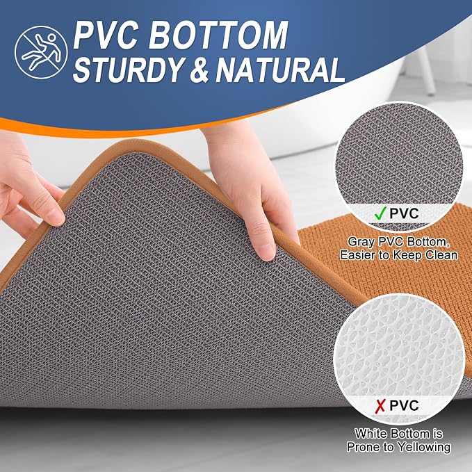 OLANLY Thick Memory Foam Bathroom Rugs 36x24, Soft Absorbent Bath Mat, Clay | Quick Dry Bath Mat Rugs, Non-Slip Mats, Machine Washable Carpet for Bathroom Floor, Tub and Shower, Home Decor Accessories