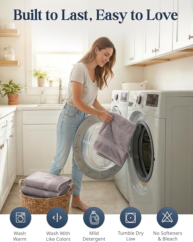 LANE LINEN Bath Towel Set 100% Cotton 24 Piece Soft Absorbent - Platinum | Cotton Towel Set - Densely Woven & Soft, Easy-Care, Coordinated Colors, OEKO-TEX Certified, Ring-Spun Durability