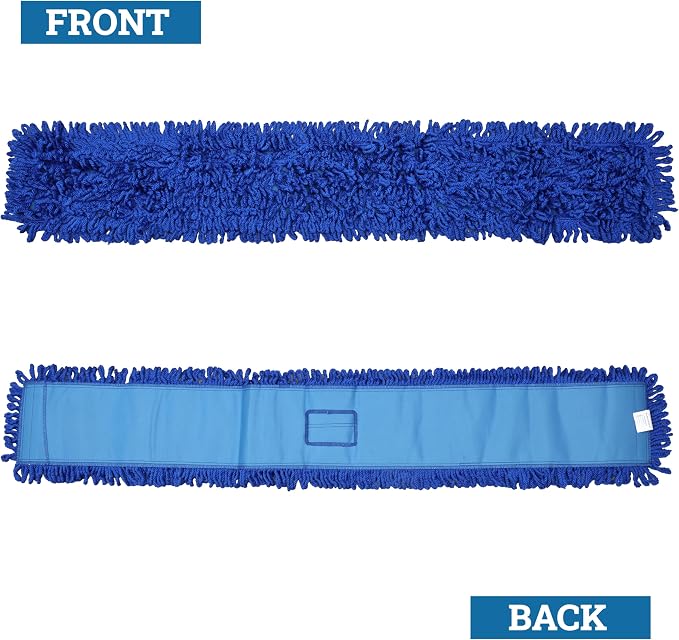 KLEEN HANDLER 48 Inch Microfiber Dust Mop Bulk Pack of 12, X-Large Washable Commercial Dust Mop, Sweeper, Janitorial Mop Head Replacement, Push Mop Broom, Blue