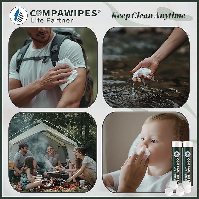 50 PCS Compressed Towel Tablets - Travel Disposable Towels, Compressed Hiking Toilet Paper, Wilderness Wipes, Compact Toilet Paper, Disposable Compressed Face Towel for Camping, Backpacking & Beauty