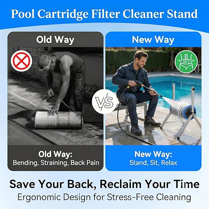 Deerchirp Pool Cartridge Filter Cleaner, Compatible with Filter Cartridges of 3, 4, and 6 inches in Diameter Supports Both Vertical and Horizontal Installation Modes