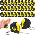 Kigeli 50 Pcs 6ft/2 Meter Mini Measuring Tape Keychains Small Measure Keychain Bulk Set Functional Mini Retractable Measuring Tape Keychains with Slide Lock for Engineer Crafter(Classic,Yellow)