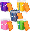5 Pack 5 Gallon Square Plastic Bucket with Lids and Graduation Marks, Food Grade Clear Storage Containers for Kitchen & Industrial, BPA Free Heavy Duty Pail with Handle for Liquid, Paint, Grain