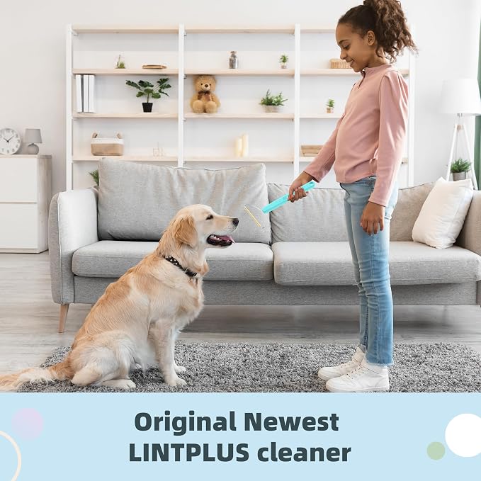 Pro Plus Adjustable-Length LINTPLUS Pet Hair Remover – Compact & Extended Handle Modes, Safe for Furniture, Cars, Carpets & Delicate Fabrics