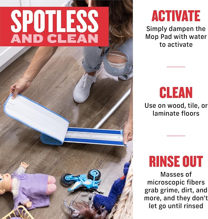 E-Cloth Deep Clean Mop, Microfiber Mop, Perfect Floor Cleaner for Hardwood, Laminate, Tile and Stone Flooring, Washable and Reusable, 100 Wash Promise,Blue / Silver
