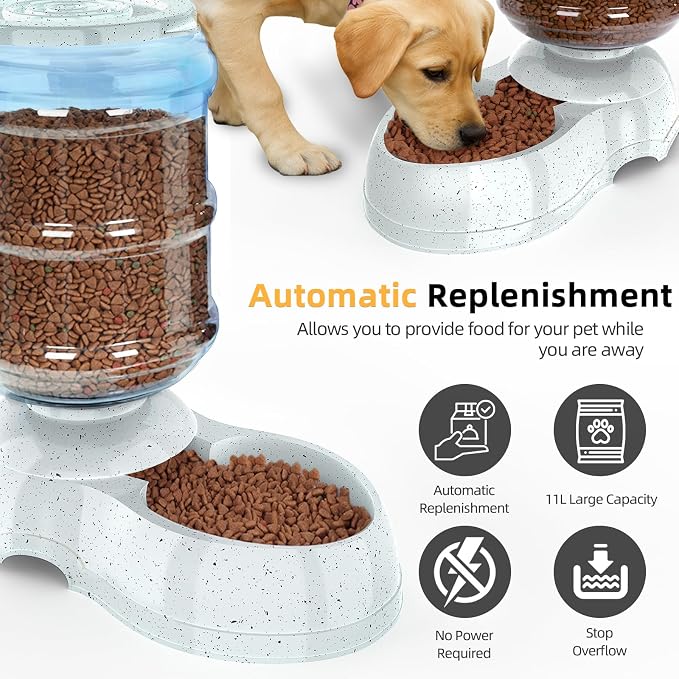 Kenond 11L Gravity Automatic Dog Feeder, Dog Food Dispenser for Large Breed | Wide Mouth, Easy to Clean/ Gravity Filled/ Large Capacity/ Multi Pet Home
