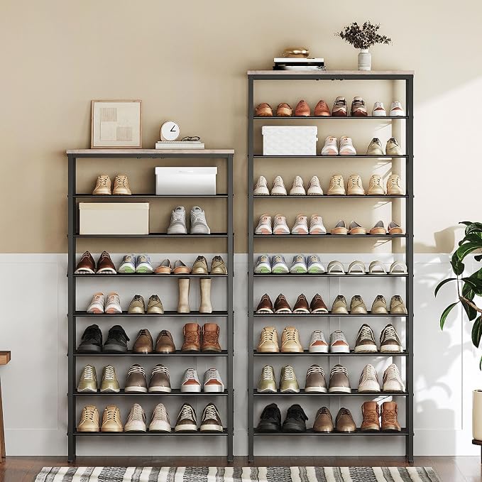 YATINEY 10 Tier Shoe Rack, Large Capacity Shoe Storage Organizer Holds 40 Pairs, Sturdy and Stable, for Entryway, Hallway, Closet, Dorm Room, Greige and Black SS10BG