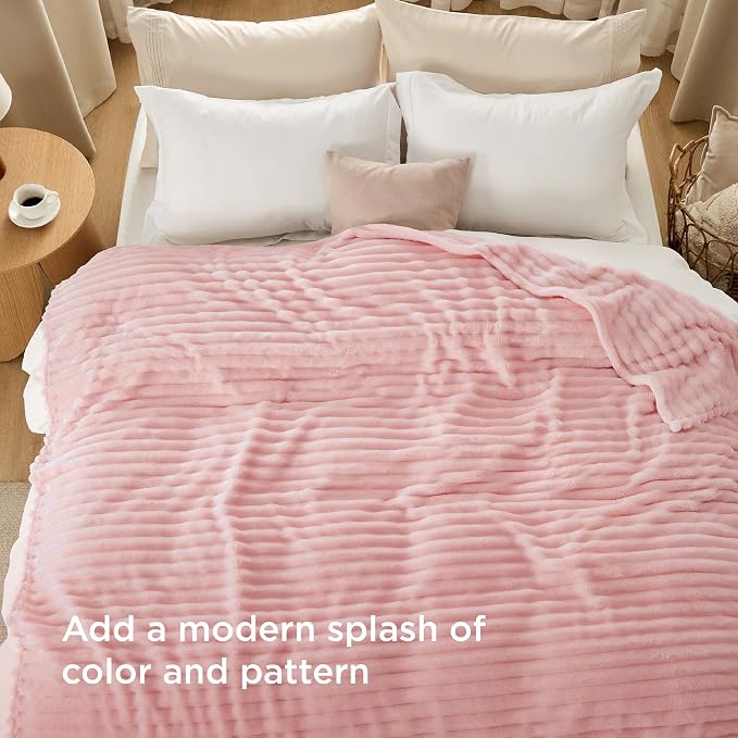 Bedsure GentleSoft Pink Full Blanket for Bed - Cozy Soft Blankets for Women, Cute Large Throws for Girls, Coral Pink, 84x90 Inches