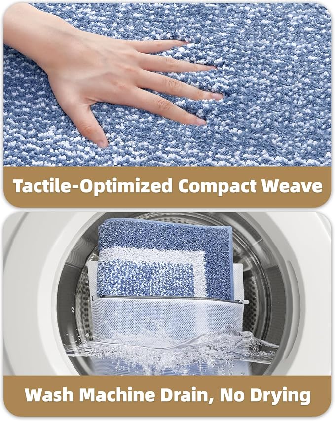 Color&Geometry Small Bath Mats for Bathroom Simple and Stylish, 16"x24" Blue Bathroom Rugs, Non Slip, Absorbent, Soft, Washable, Microfiber Bathmat Shower Mat Outside Shower