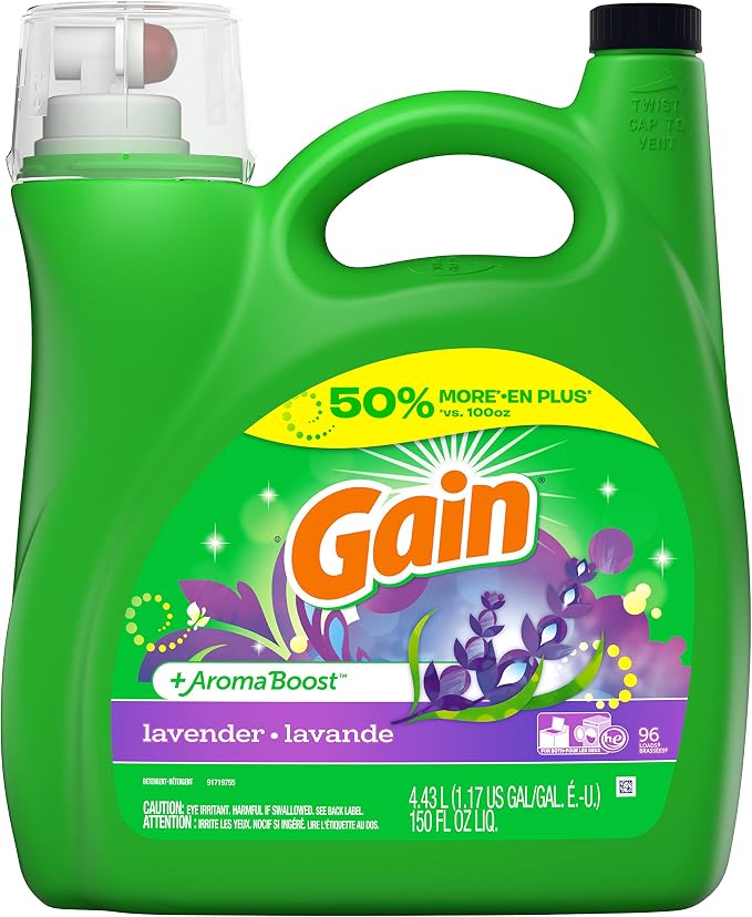 Gain + Aroma Boost Liquid Laundry Detergent, Lavender, 96 Loads 150 fl oz