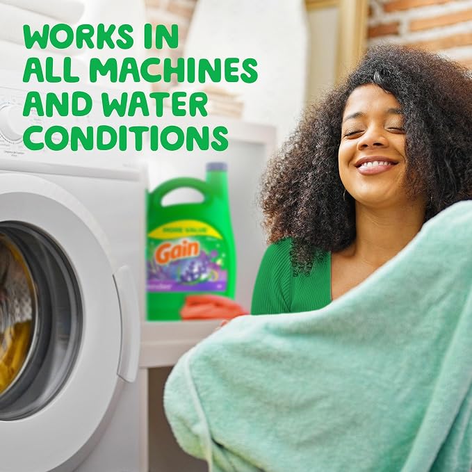 Gain Liquid Laundry Detergent, Lavender Scent, 154 fl oz, 107 loads, HE compatible, Laundry Detergent Liquid Soap