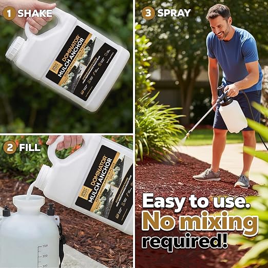 Dominator Mulch Anchor 1 Gallon - Mulch Glue & Gravel Binder, Rock Glue for Landscaping, Pea Gravel & Bark, Strong Stabilizer & Stone Glue Adhesive, Made in the USA