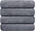 JML Oversized Microfiber Bath Towels, 30" x 60", 4 Pack, Grey Floral, | Hanging Loop, Soft, Absorbent, Quick Dry for Shower, Sauna, Salon Hair Wrap