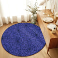 Round Area Rug 6', Navy Blue Halloween Washable Area Rugs for Living Room Kitchen Bedroom Nursery Dining Room, Black Spiders Net Classic Gingham Non Slip Door Mat Indoor Floor Throw Circle Carpet