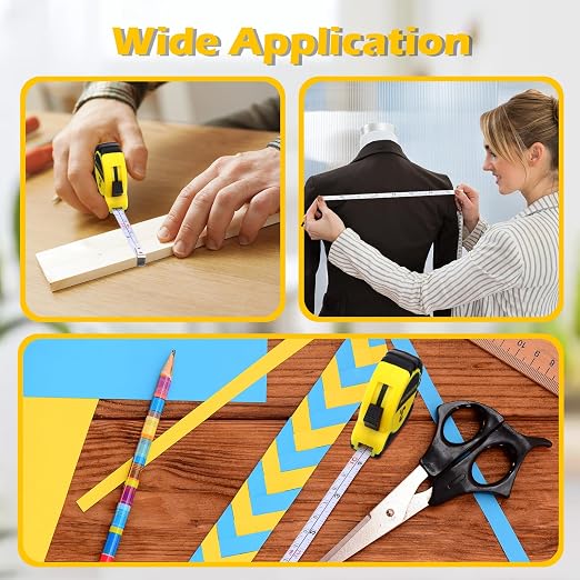 Kanayu 30 Pcs Mini Tape Measure Keychains 3 ft Small Retractable Measuring Tape Bulk with Lock Steel Easy Read Pocket for Birthday Party Favors Daily Use (Yellow)