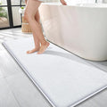 OLANLY Memory Foam Bathroom Runner Rugs 47x17, Absorbent Long Mat, White | Soft Quick Dry Bath Mat Rugs, Non-Slip, Machine Washable Mat for Bathroom Floor, Tub and Shower, Home Decor Accessories