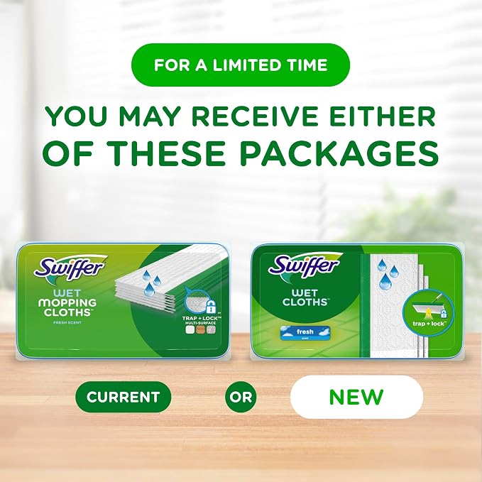 Swiffer Sweeper Wet Mopping Cloths, Mop and Broom Floor Cleaner Refills, Open Window Fresh Scent 24-Count (Pack of 6) (Packaging May Vary)