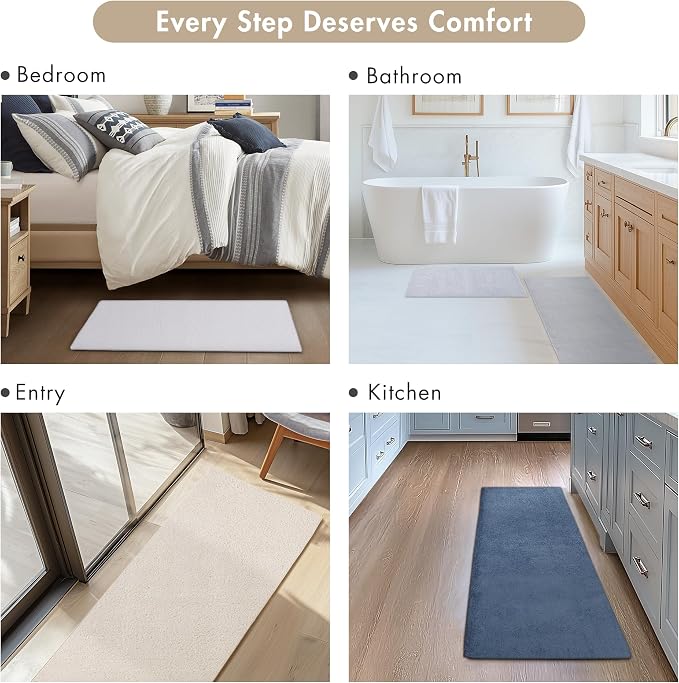 Madison Park Marshmallow Bathroom Rug Non Slip, Luxrurious Plush Bath Mat, Absorbent, Quick Dry, Spa Design Bath Room Décor, 2'x6', Cream