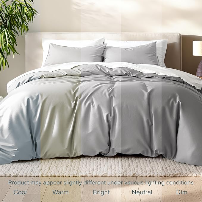 Bare Home Bedding Duvet Cover Twin/Twin Extra Long Size - Premium 1800 Super Soft - Lightweight, Cooling Duvet Cover - Soft Breathable Bedding (Twin/Twin XL, Light Grey)