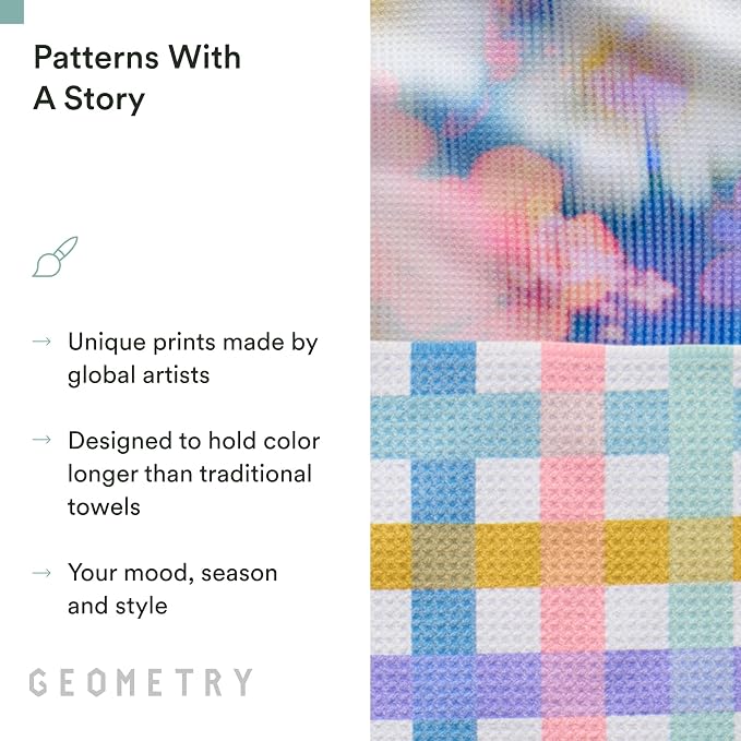 GEOMETRY Spring Kitchen Towels - Quick Dry Microfiber Cloth Spring & Summer Dish Towels for Kitchen Drying - Premium Quick Dry Towel - Soft Flora, 18" x 30" - 2-Pack