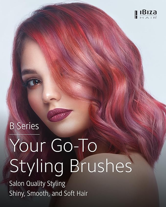 Ibiza Hair Boar Bristle Round Brush (B4-65mm) | Blonde Bristles & Cork Handle | Ideal for Color Treated Tresses | Crown Volume | Adds Shine & Texture for Medium to Long Styles