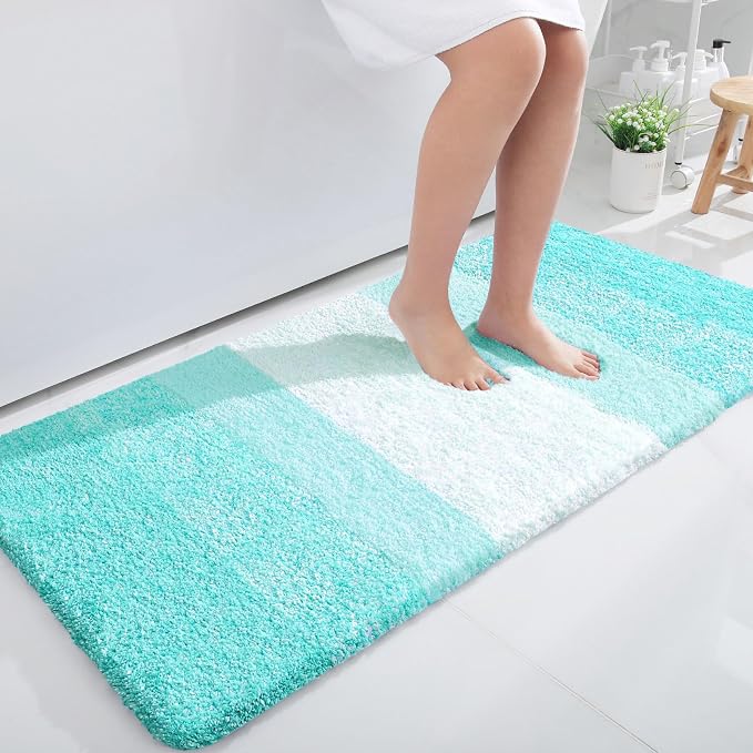OLANLY Large Bathroom Rugs Mat 45x27, Extra Soft Absorbent Microfiber Bath Rugs, Rubber Backing, Quick Dry, Machine Washable Bath Mats for Bathroom Floor, Tub and Shower, Home Decor Accessories, Teal