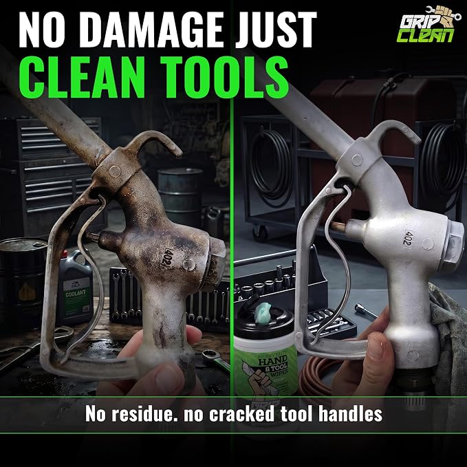 Grip Clean Heavy Duty Hand & Tool Cleaning Wipes – Waterless Hand Cleaner for Mechanics, Garage & Shop Use – Dual-Sided Grease, Oil & Paint Remover Wipes with Citrus Scent - 30ct
