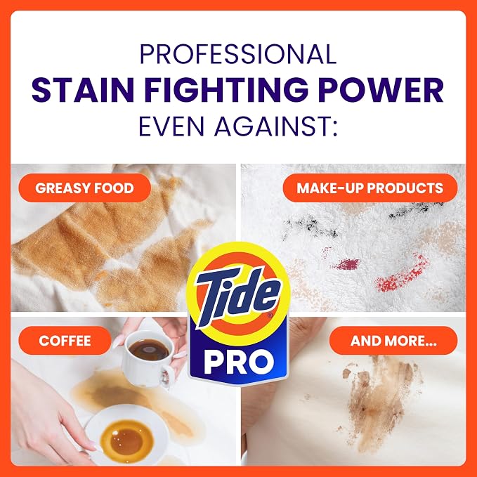 Tide PRO Laundry Detergent Liquid Bulk, Removes Hotel, Restaurant, and Healthcare Stains in One Wash, Commercial Use, 129 loads, 170 fl oz (Case of 4)