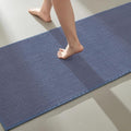 TYUU Bathroom Runner Rugs, Long Bath Mat Runner Washable Thin Quick Dry Low Pile Bathroom Runner Rugs Non Slip, Denim Blue 24"x70"