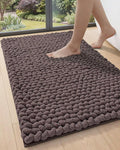 DEXI Bathroom Rugs 36x24, Non Slip Washable Bath Mat, Luxury Chenille Super Absorbent Ultra Thick Bathmats for Shower Floor, Plush Fluffy Shaggy Carpet for Tub, Purplish Grey
