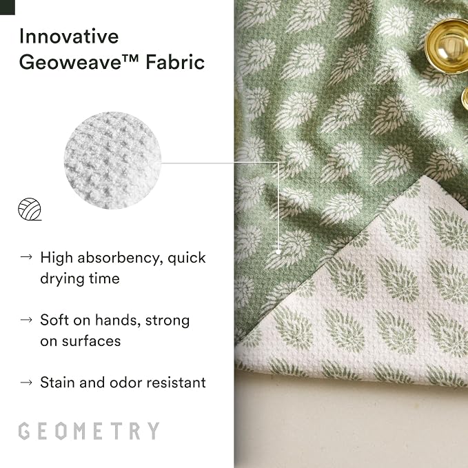 GEOMETRY Kitchen Tea Towels - Quick Dry Microfiber Dish Towels for Kitchen - Henley - 18" x 30" - 1 Pack