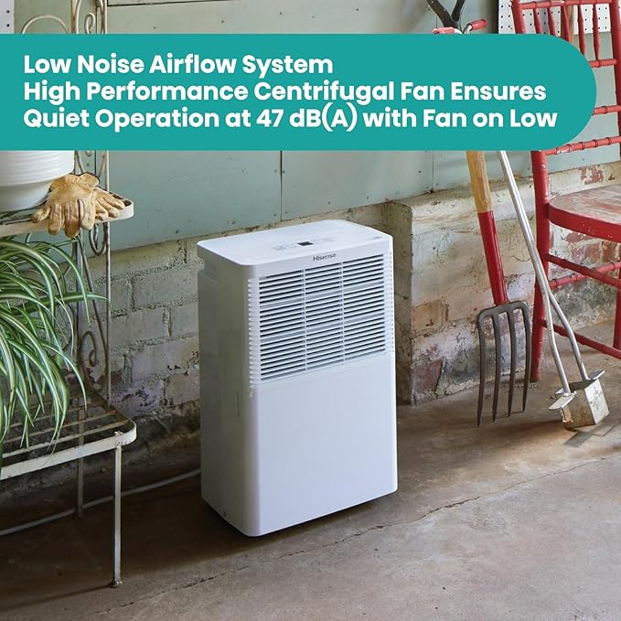 Hisense 25 Pint Small Compact Portable Dehumidifier, Energy Efficient Quiet Humidity Absorber Moisture Extractor for Bathroom Bedroom Room Garage Attic Home Crawl Space Closet
